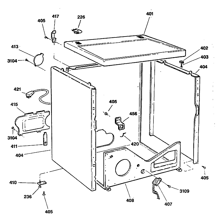 Section Diagram and Parts List for DDG9580RCM  General Electric Dryer