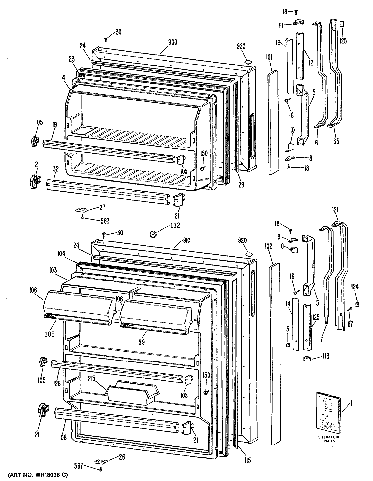 Section Diagram and Parts List for TBX14DRJRHA  General Electric Refrigerator