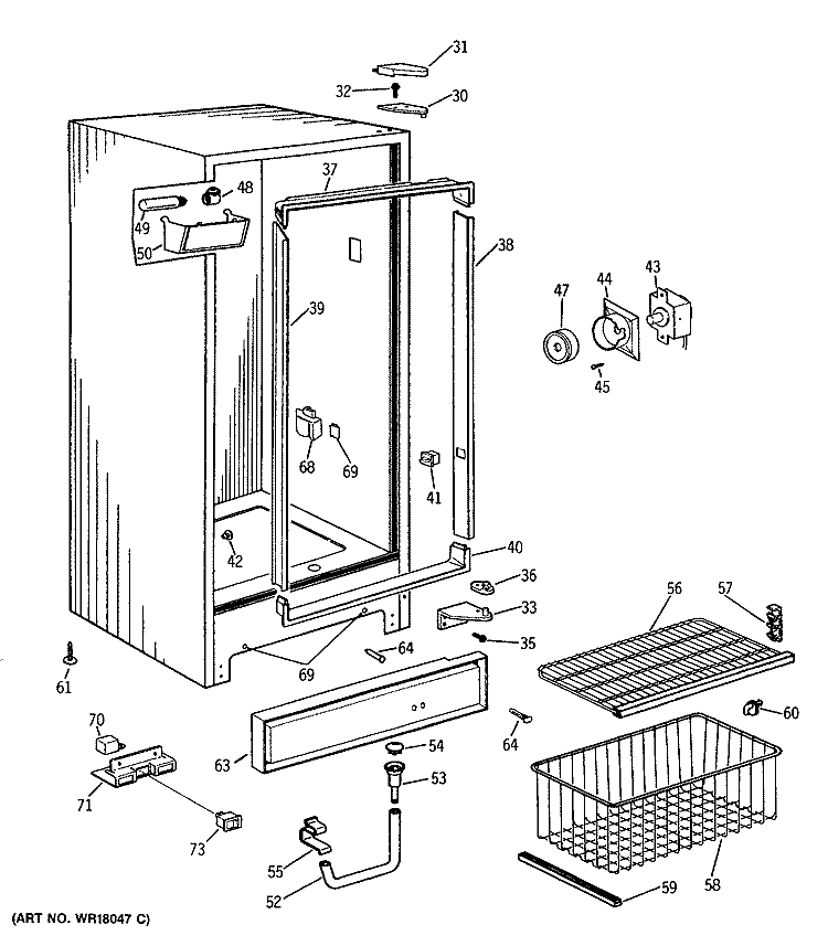Section Diagram and Parts List for CA21DMD  General Electric Freezer