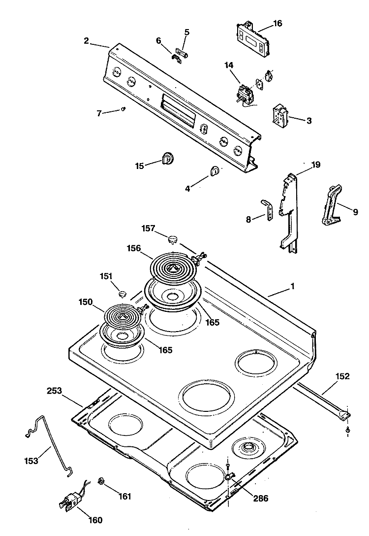 Section Diagram and Parts List for JBS27G*R2  General Electric Range