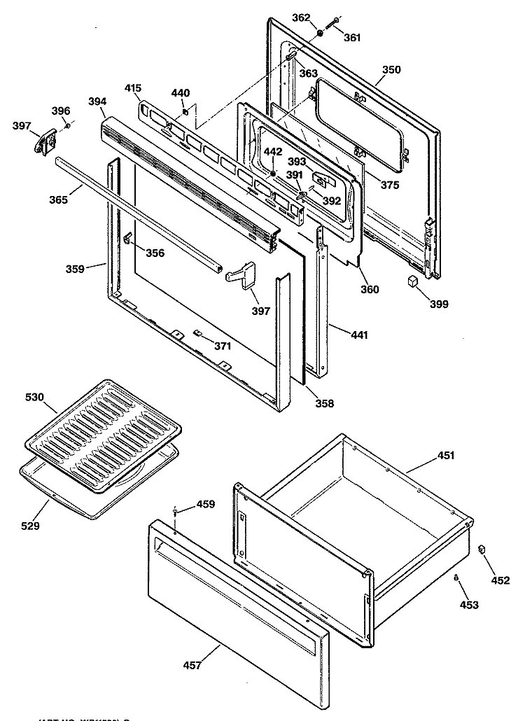 Section Diagram and Parts List for JBS27G*R2  General Electric Range