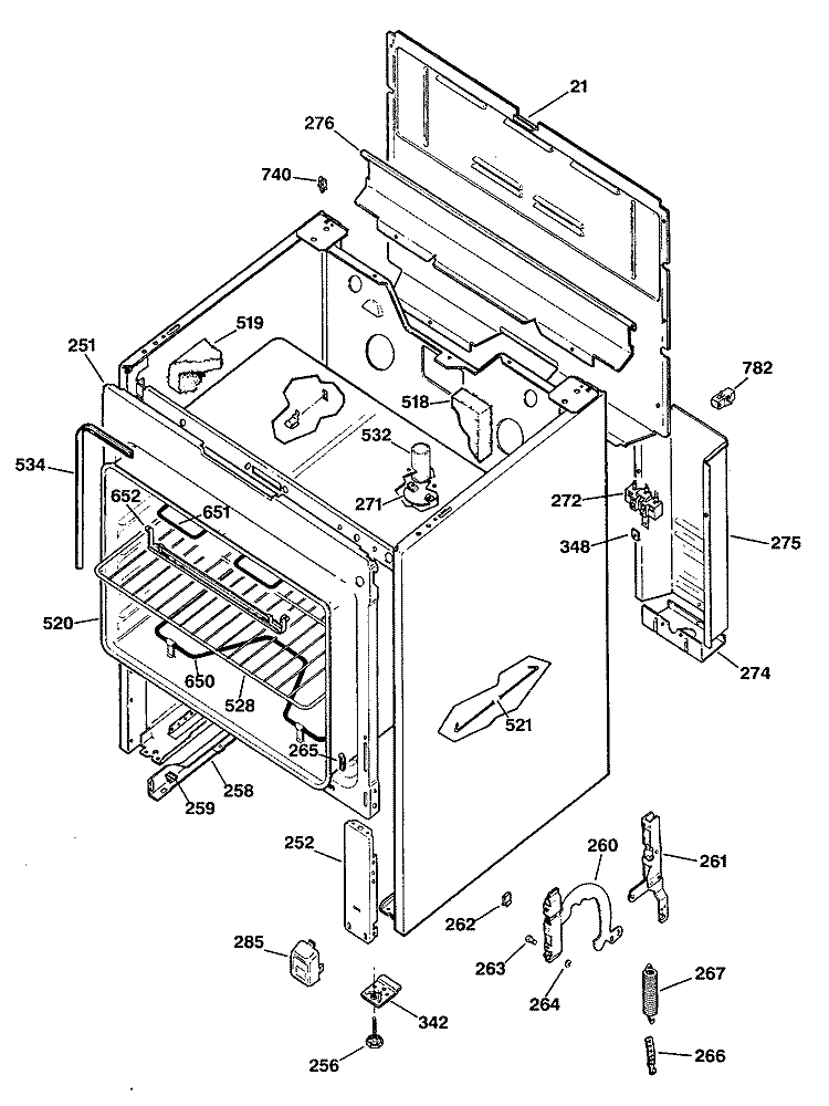 Section Diagram and Parts List for JBS03G*R2  General Electric Range
