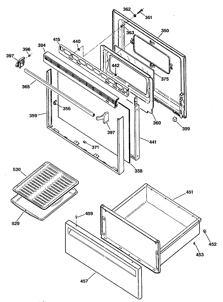 Section Diagram and Parts List for JBS03G*R2  General Electric Range