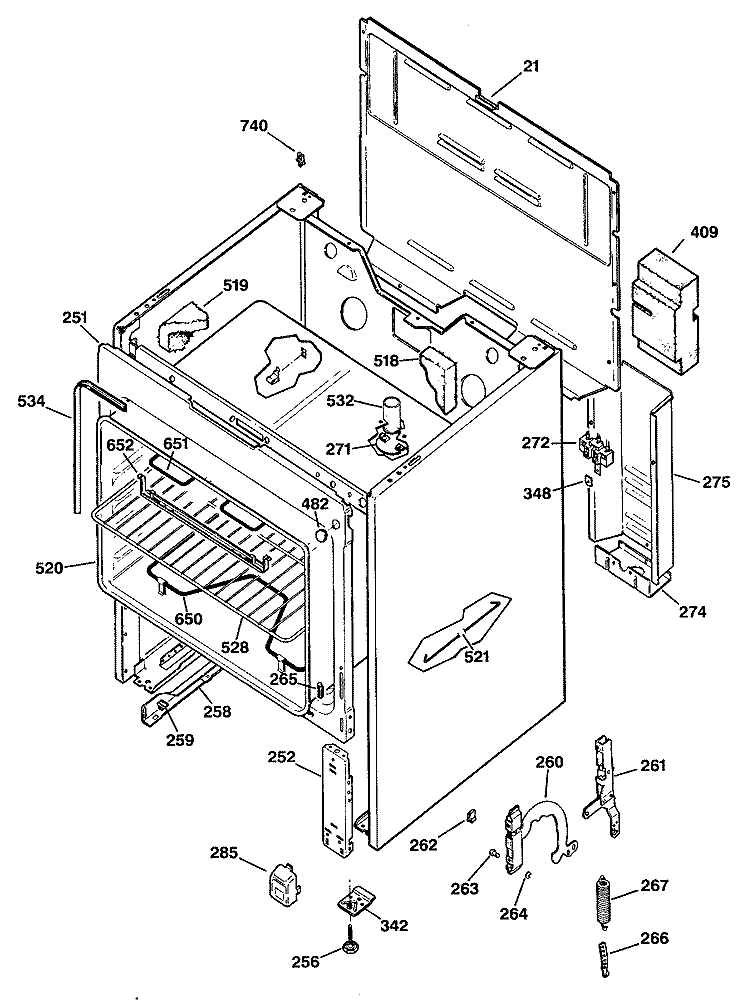 Section Diagram and Parts List for JBS06G*R2  General Electric Range