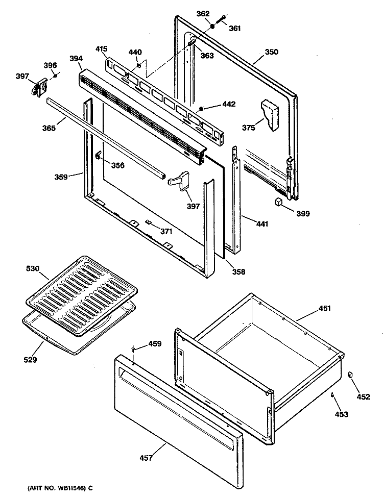 Section Diagram and Parts List for JBS06G*R2  General Electric Range