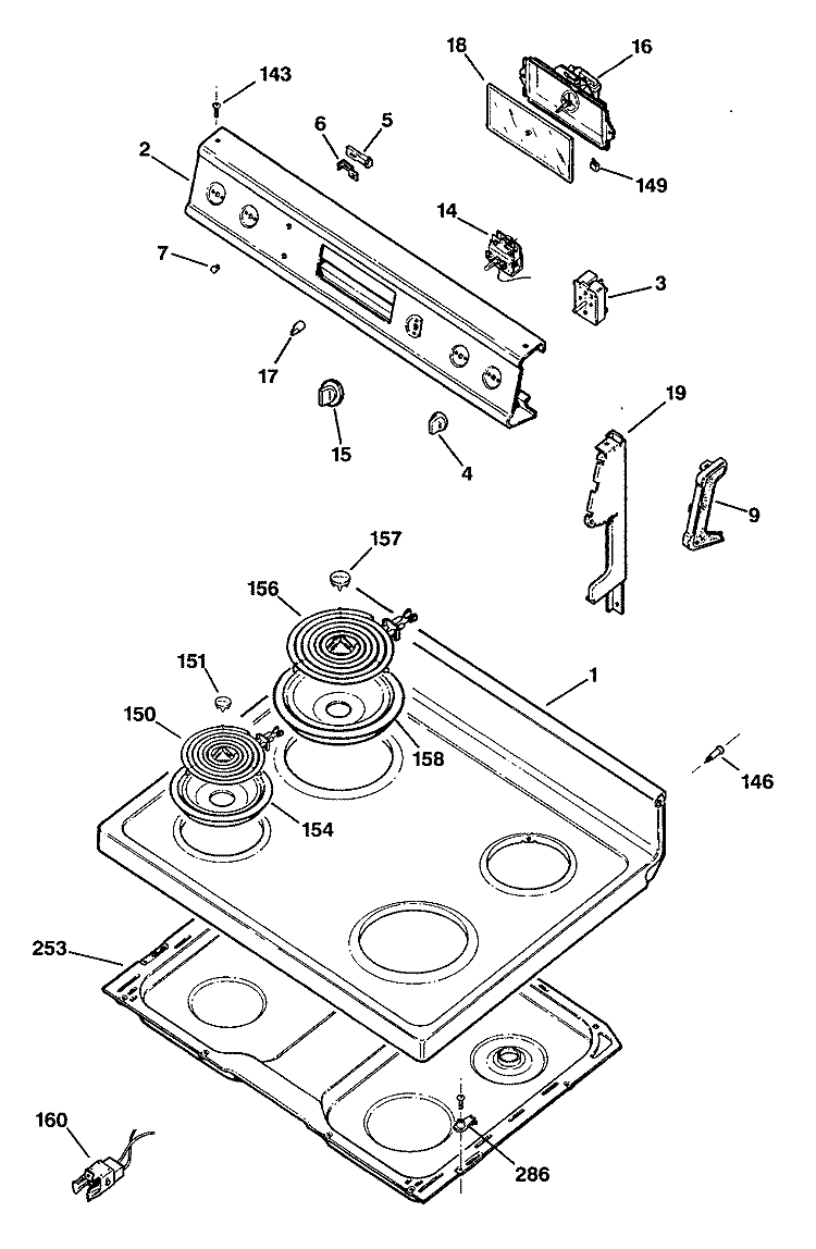 Section Diagram and Parts List for JBS16*R2  General Electric Range