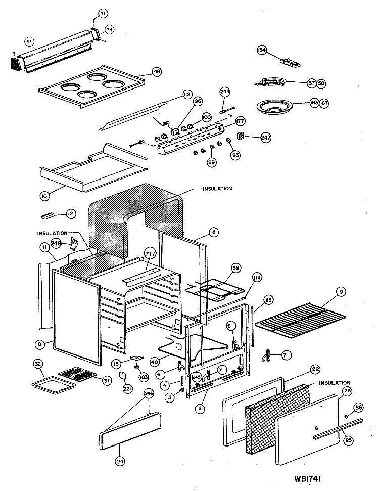 Section Diagram and Parts List for JAS02*R2  General Electric Range
