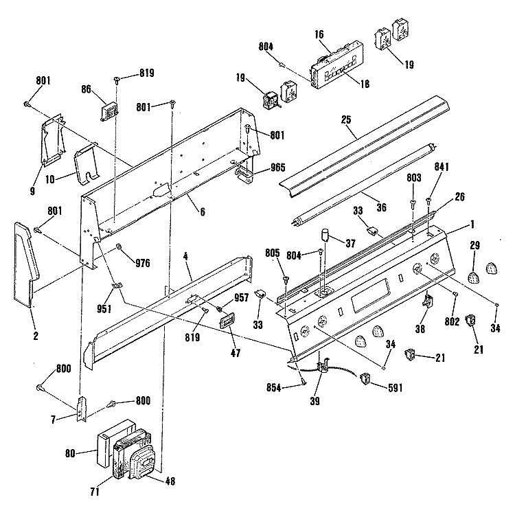 Section Diagram and Parts List for JB579GR4WH  General Electric Range
