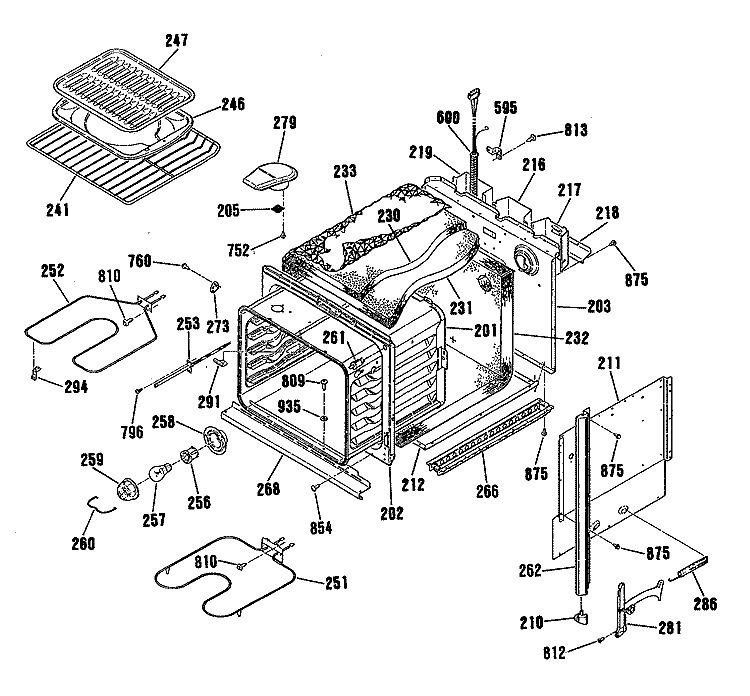 Section Diagram and Parts List for JKP13GP2BG  General Electric Wall Oven