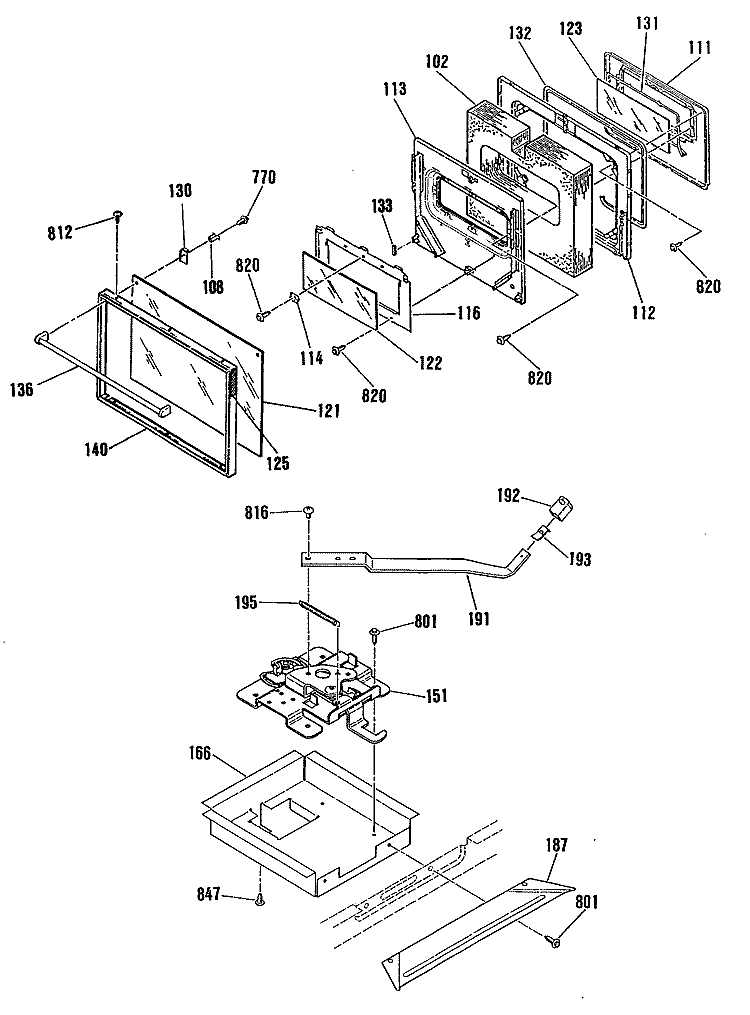 Section Diagram and Parts List for JHP56GN4AD  General Electric Range