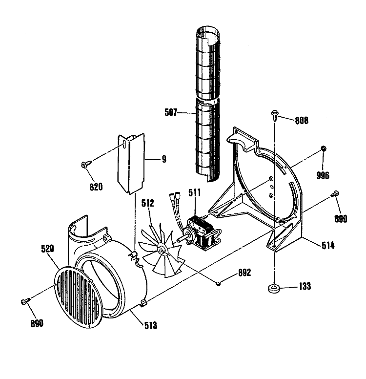 Section Diagram and Parts List for JSP31GP3WH  General Electric Range