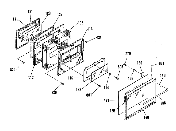 Section Diagram and Parts List for JSP39GS1WG  General Electric Range