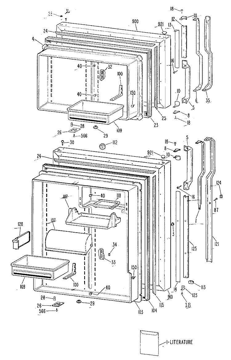 Section Diagram and Parts List for TBH22ZRERAD  General Electric Refrigerator
