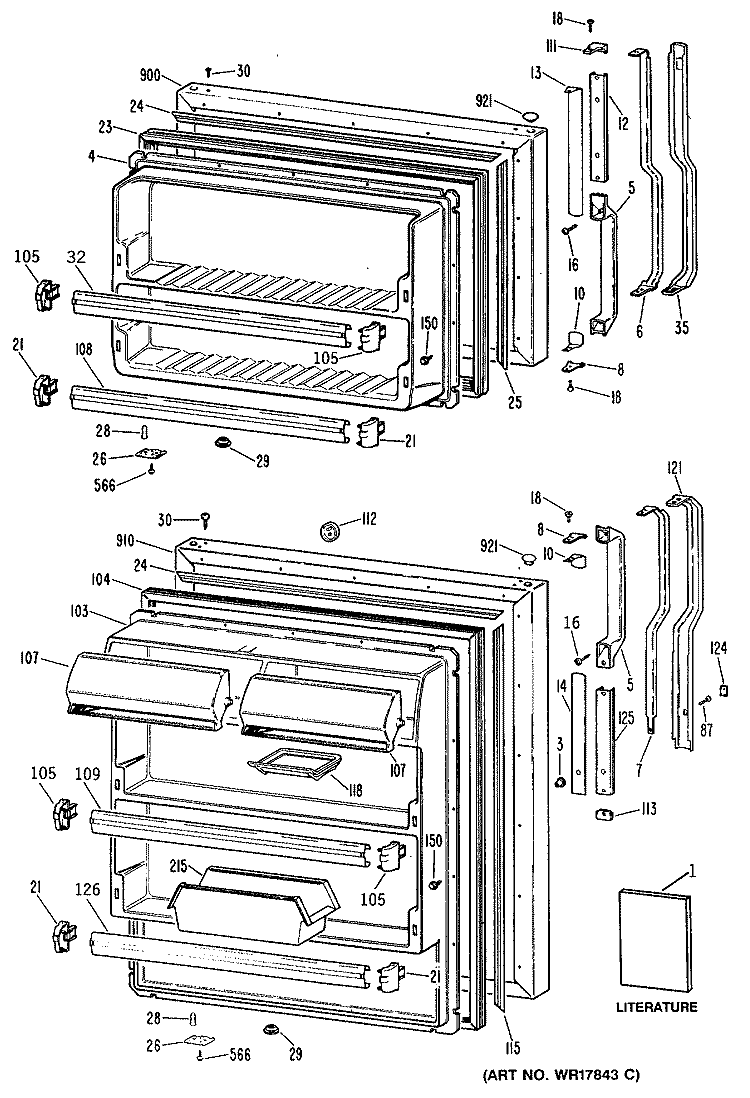 Section Diagram and Parts List for TBX18DRNRAD  General Electric Refrigerator