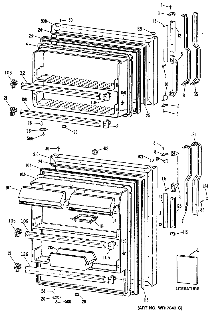 Section Diagram and Parts List for TBX18DRBRAD  General Electric Refrigerator