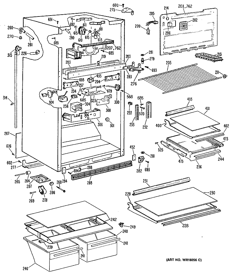 Section Diagram and Parts List for TBX21KRBRWH  General Electric Refrigerator