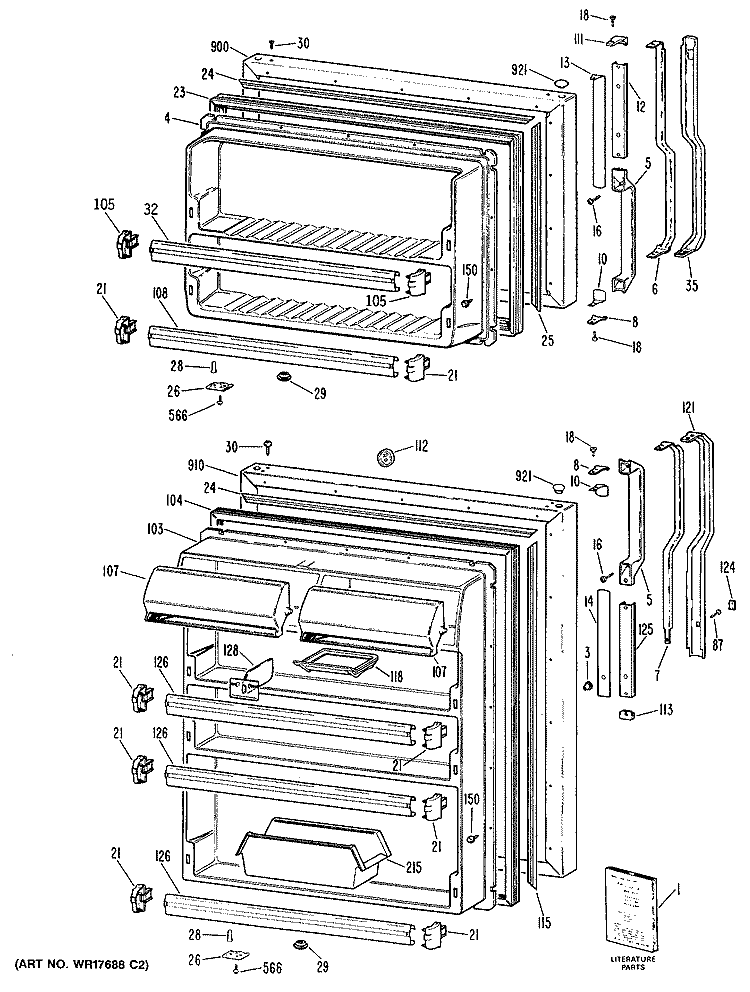 Section Diagram and Parts List for TBX21ZRBRAD  General Electric Refrigerator
