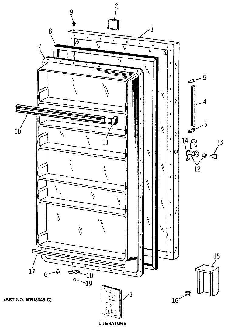 Section Diagram and Parts List for CA19DMD  General Electric Freezer