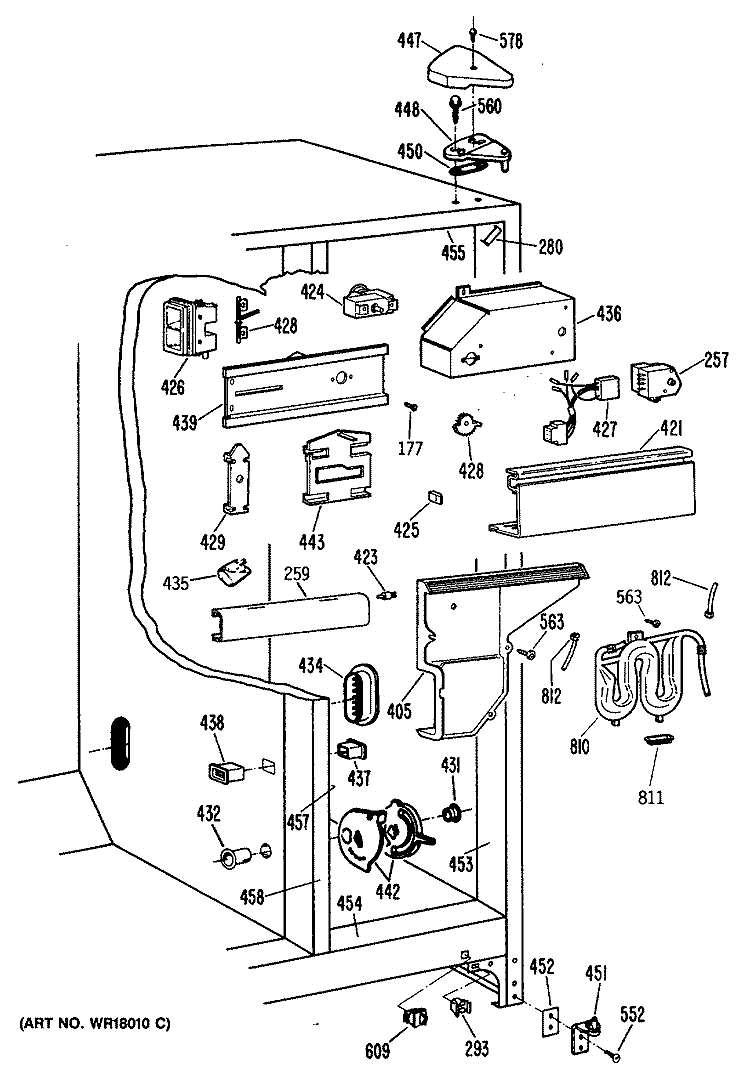 Section Diagram and Parts List for TFX27PFSAAA  General Electric Refrigerator