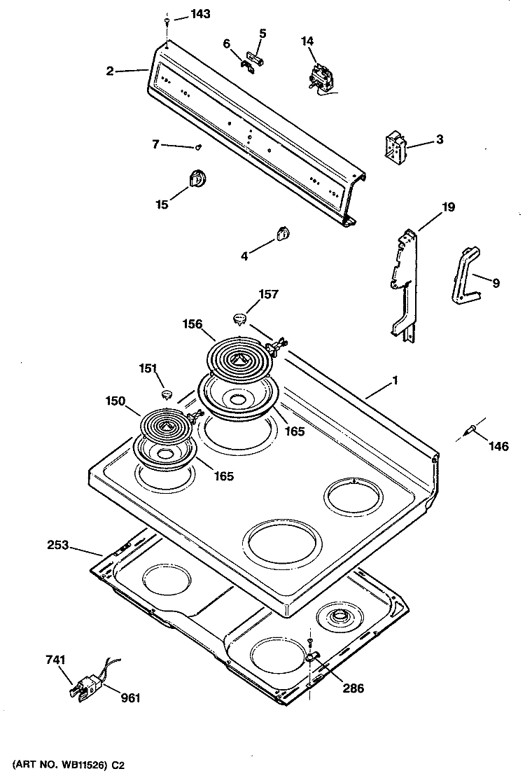 Section Diagram and Parts List for JBS03*R3  General Electric Range