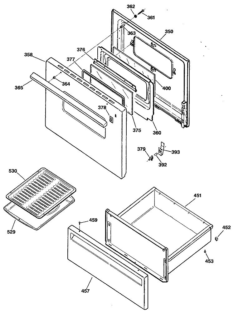 Section Diagram and Parts List for JBS16*R3  General Electric Range
