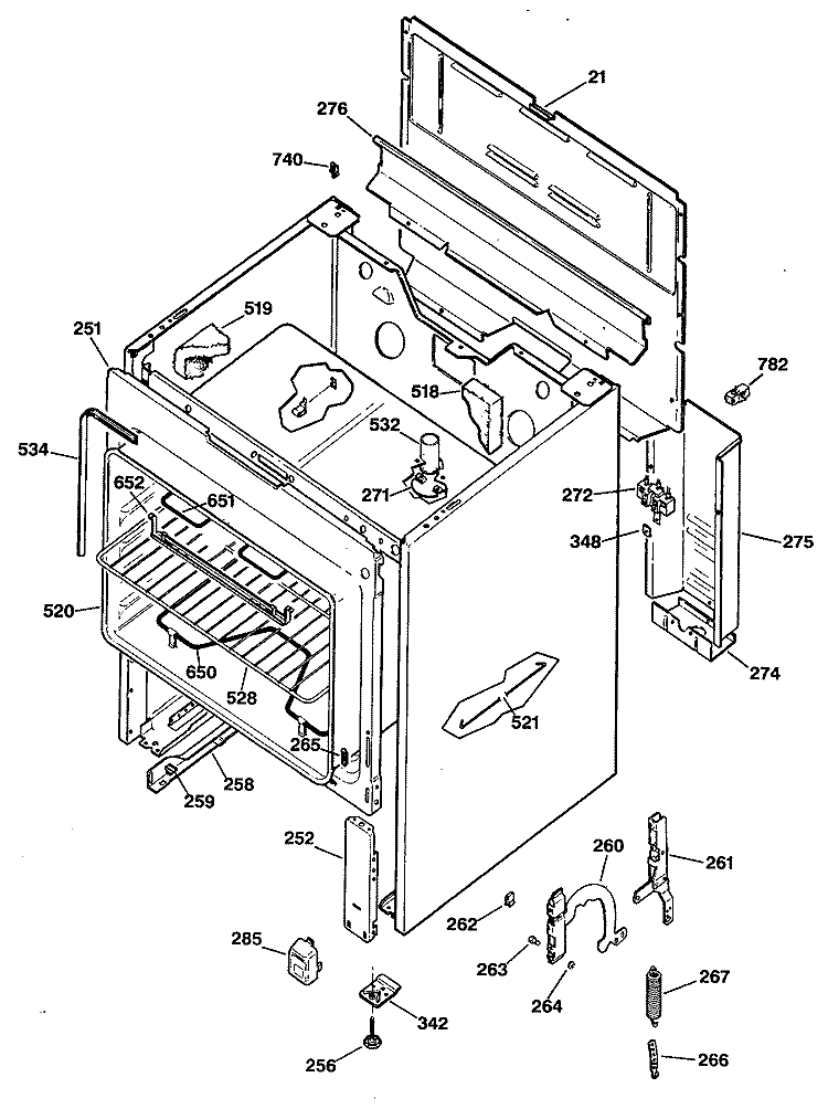 Section Diagram and Parts List for JBS03G*R3  General Electric Range