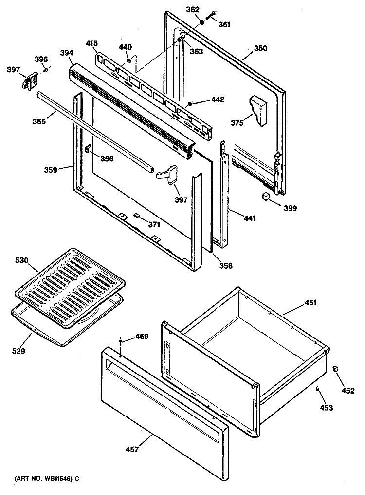 Section Diagram and Parts List for JBS03G*R3  General Electric Range