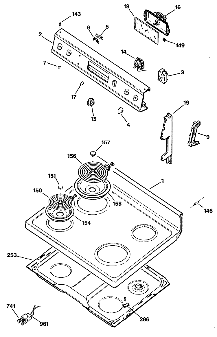 Section Diagram and Parts List for JBS12G*R3  General Electric Range