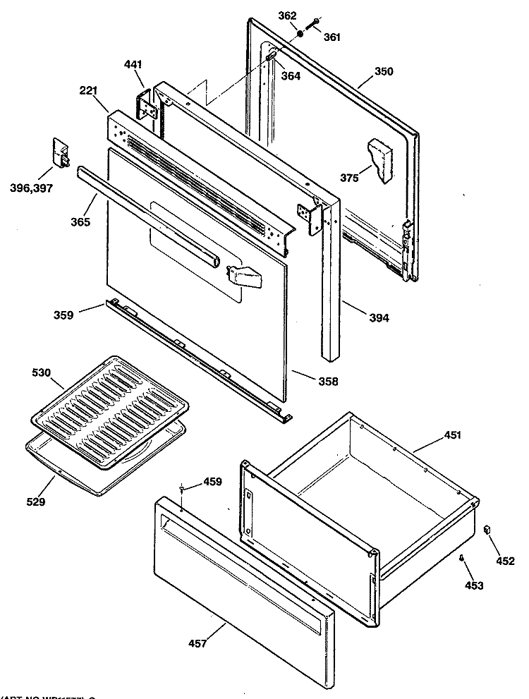 Section Diagram and Parts List for JBS12GS1  General Electric Range