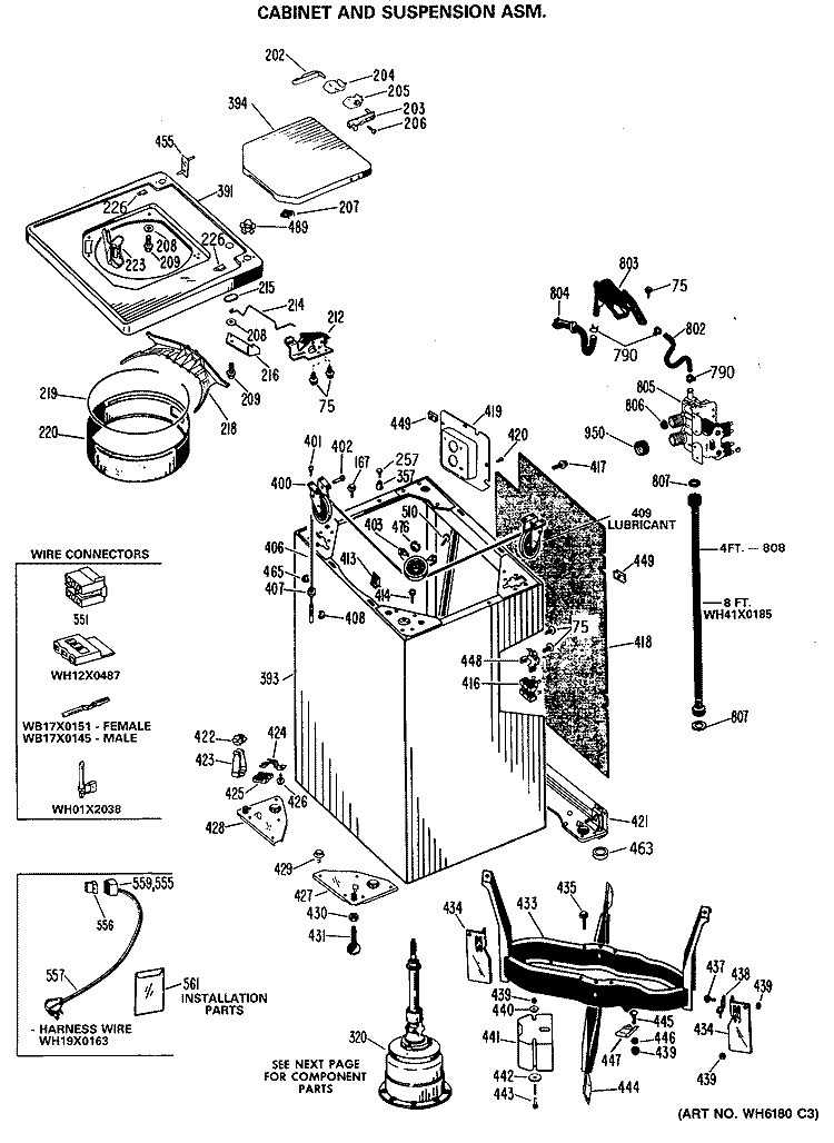 CABINET AND SUSPENSION ASM. Diagram and Parts List for WWA8689RBLAA  General Electric Washer