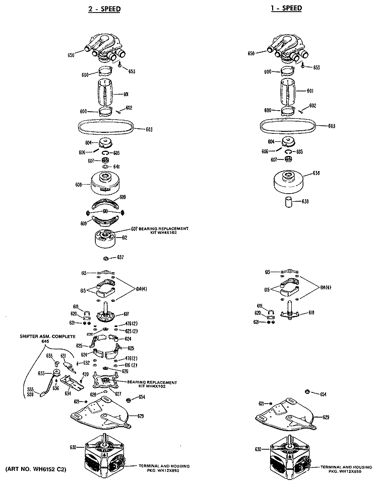 2 - SPEED Diagram and Parts List for WWC8400PBL  General Electric Washer