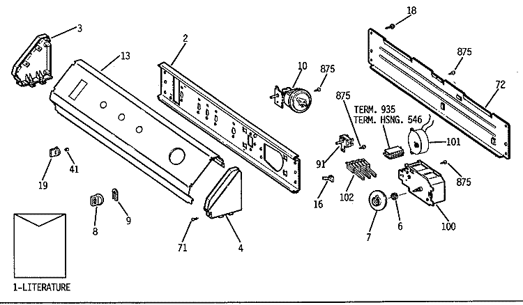 Section Diagram and Parts List for WWA3650SALWH  General Electric Washer