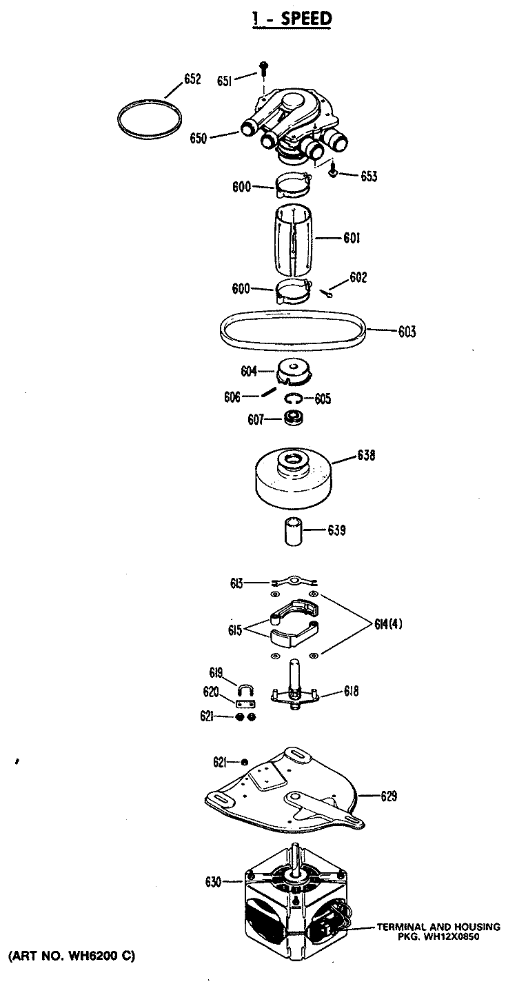1 - SPEED Diagram and Parts List for WWA3650SALWH  General Electric Washer