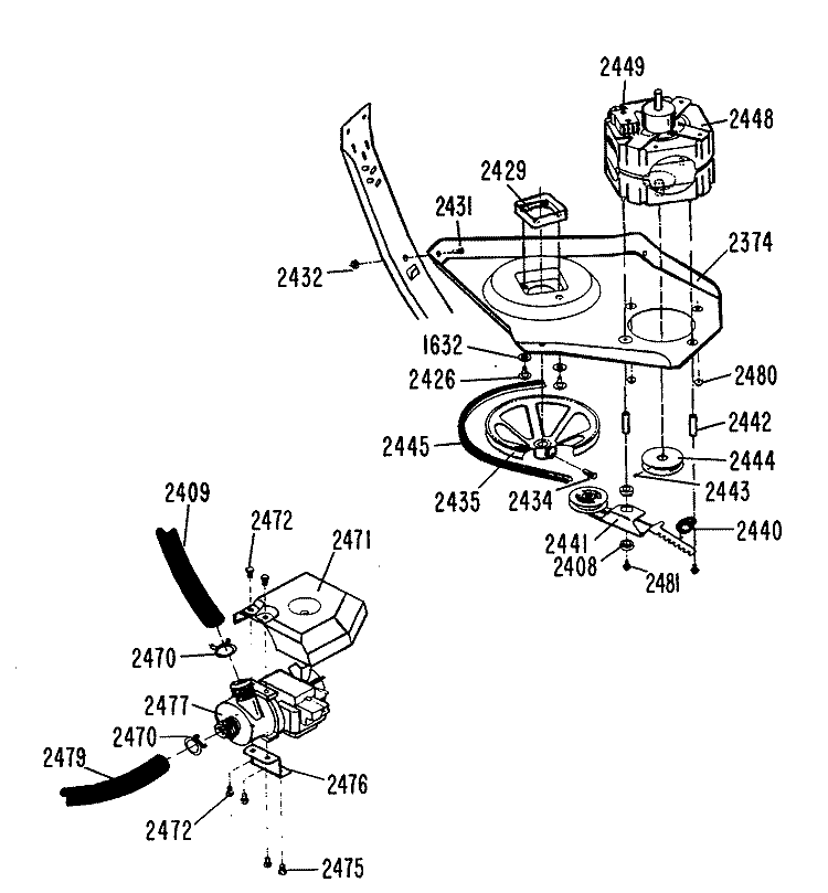 Section Diagram and Parts List for WSM2400LEB  General Electric Washer Dryer Combo