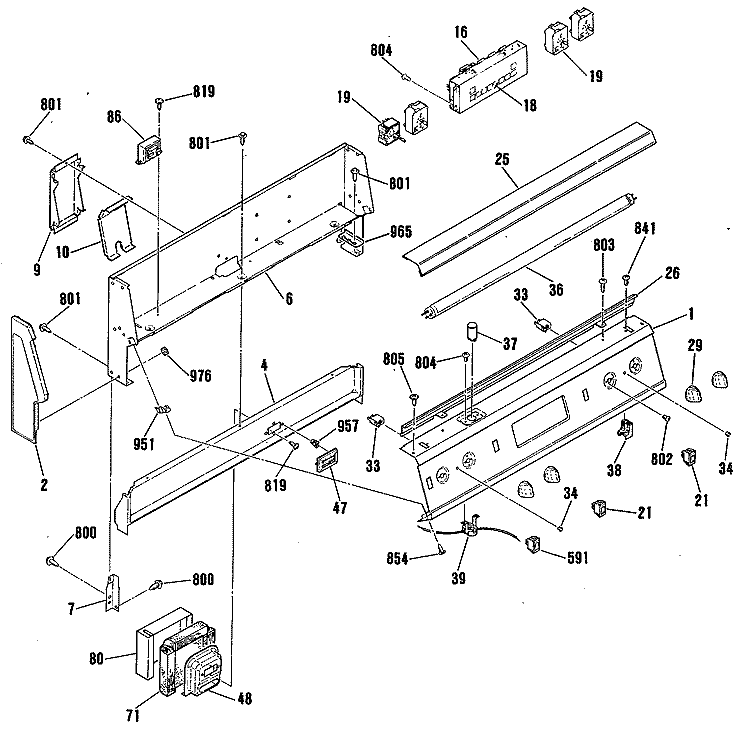 Section Diagram and Parts List for JB579GR5WH  General Electric Range
