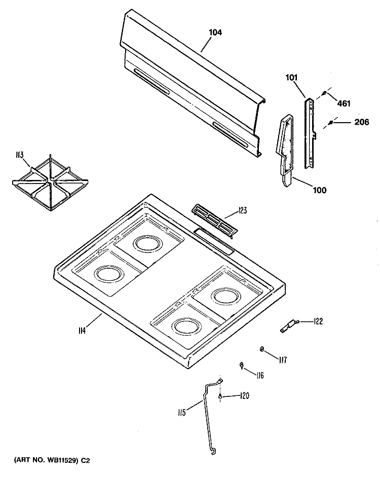 Section Diagram and Parts List for JGBS04ER3  General Electric Range