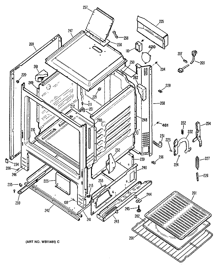 Section Diagram and Parts List for JGBS04ER3  General Electric Range
