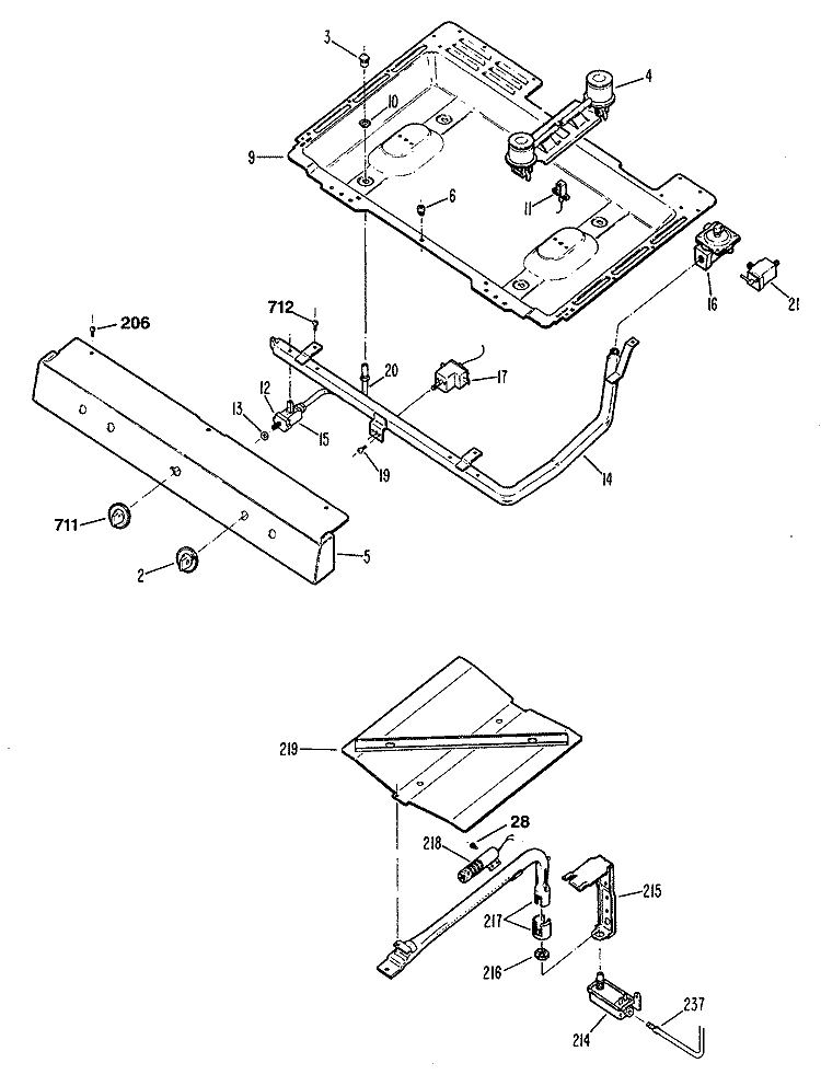 Section Diagram and Parts List for JGBS04ER3  General Electric Range