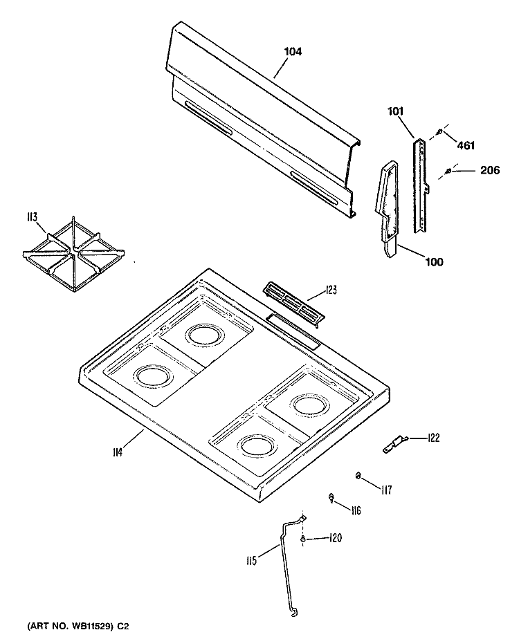 Section Diagram and Parts List for JGBS04GPR2  General Electric Range