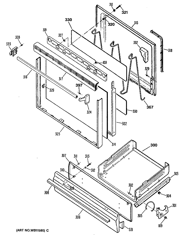 Section Diagram and Parts List for JGBS04GPR2  General Electric Range