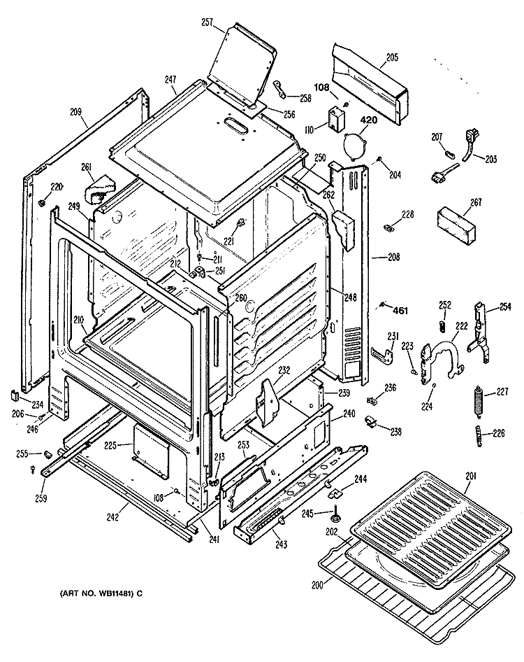 Section Diagram and Parts List for JGBS04GER3  General Electric Range