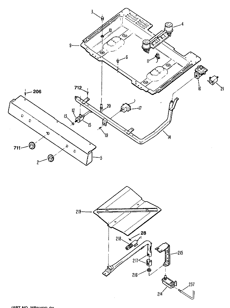 Section Diagram and Parts List for JGBS04GER3  General Electric Range