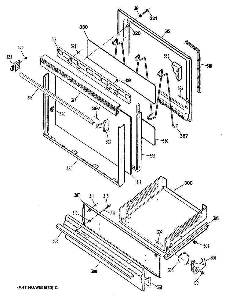 Section Diagram and Parts List for JGBS04GER3  General Electric Range