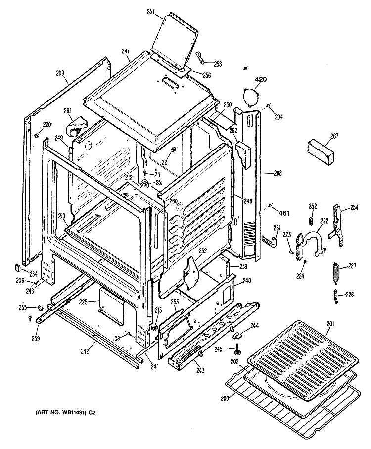 Section Diagram and Parts List for JGBS04PR2  General Electric Range