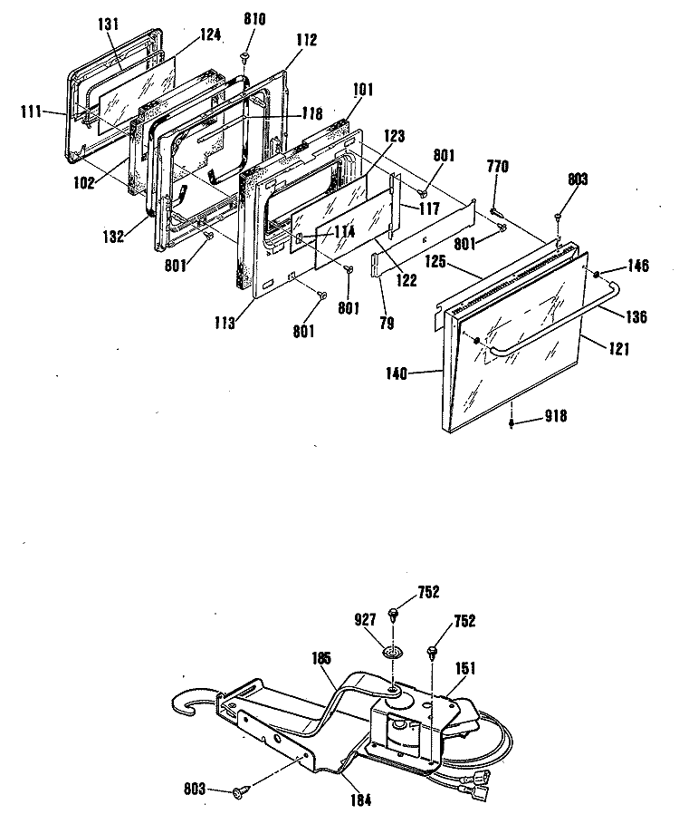 Section Diagram and Parts List for JGRP16GEP2BG  General Electric Range