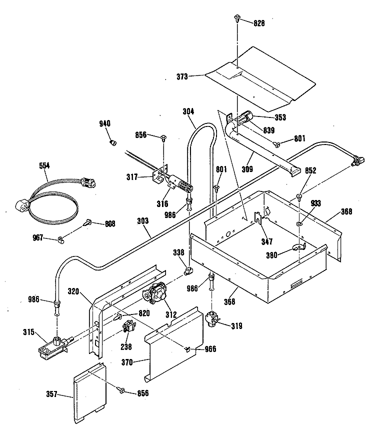 Section Diagram and Parts List for JGRP16GEP3BG  General Electric Range