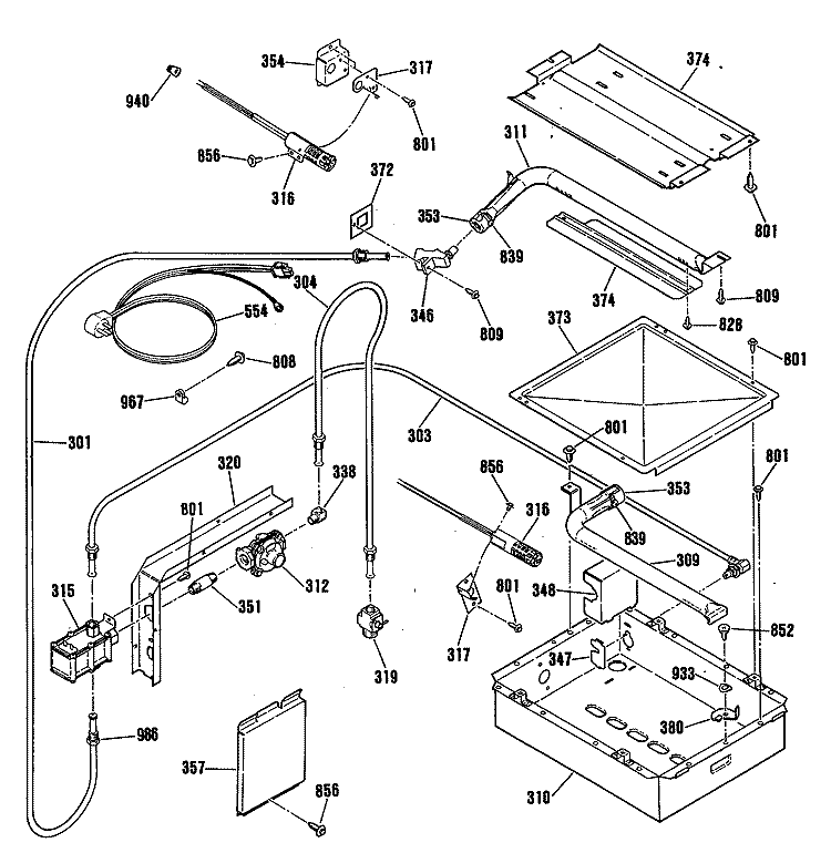 Section Diagram and Parts List for JGRP16GEP3BG  General Electric Range