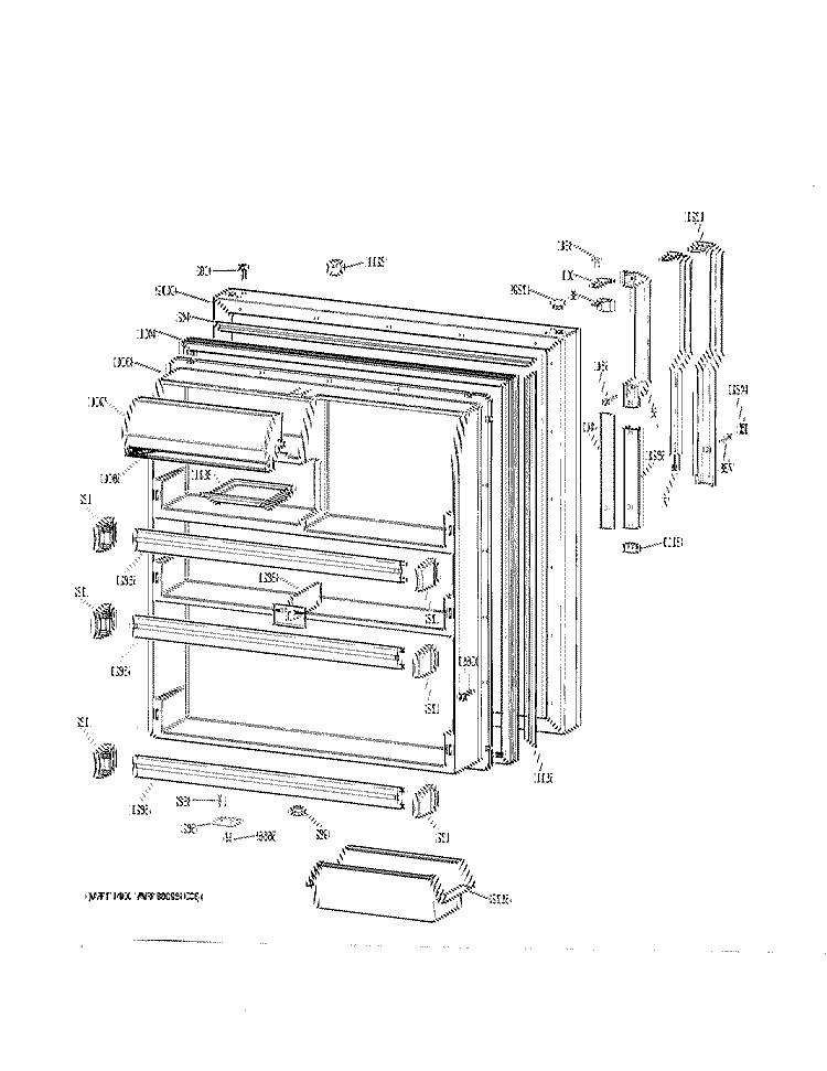 FRESH FOOD DOOR Diagram and Parts List for TBX21MASNRAD  General Electric Refrigerator