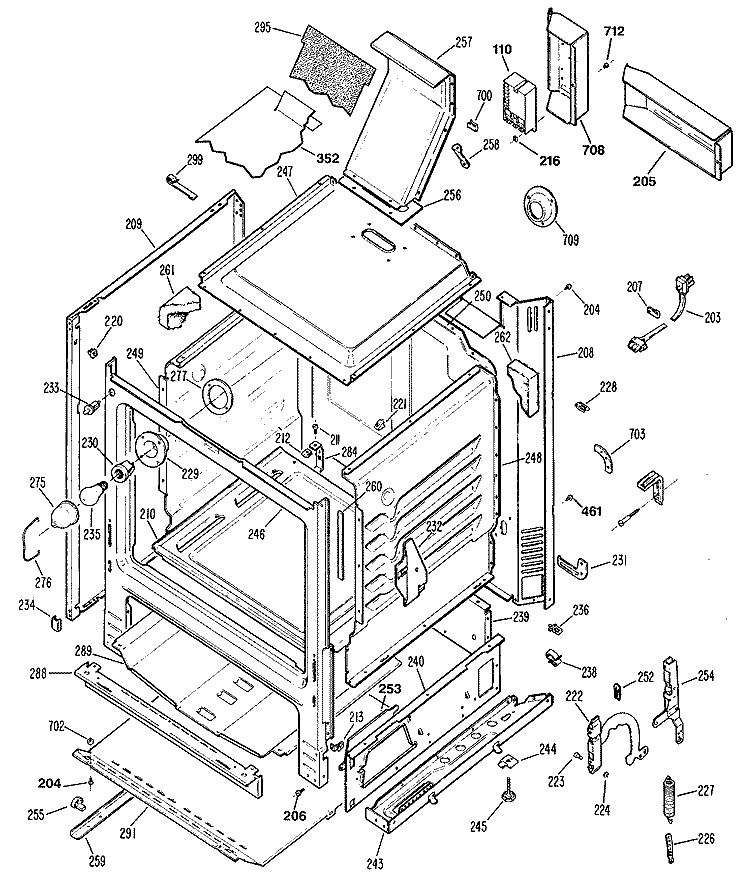 Section Diagram and Parts List for JGBS19GEP4  General Electric Range