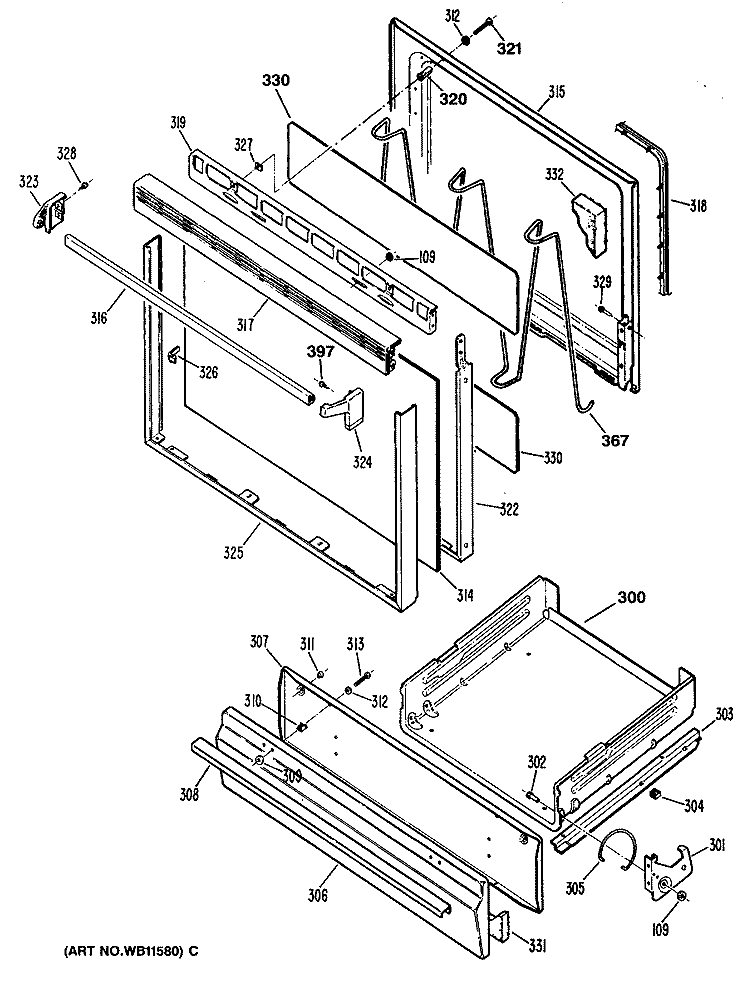 Section Diagram and Parts List for JGSS05GER3  General Electric Range